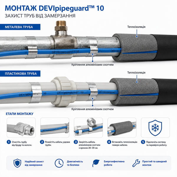 Саморегулюючий кабель DEVIpipeguard 10 - 1 м 140F8504 фото