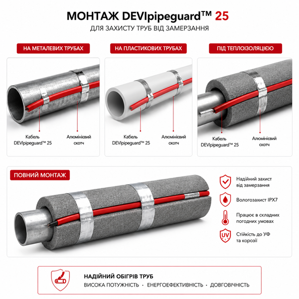 Саморегулюючий кабель DEVIpipeguard 25 - 300 м 98300759 фото